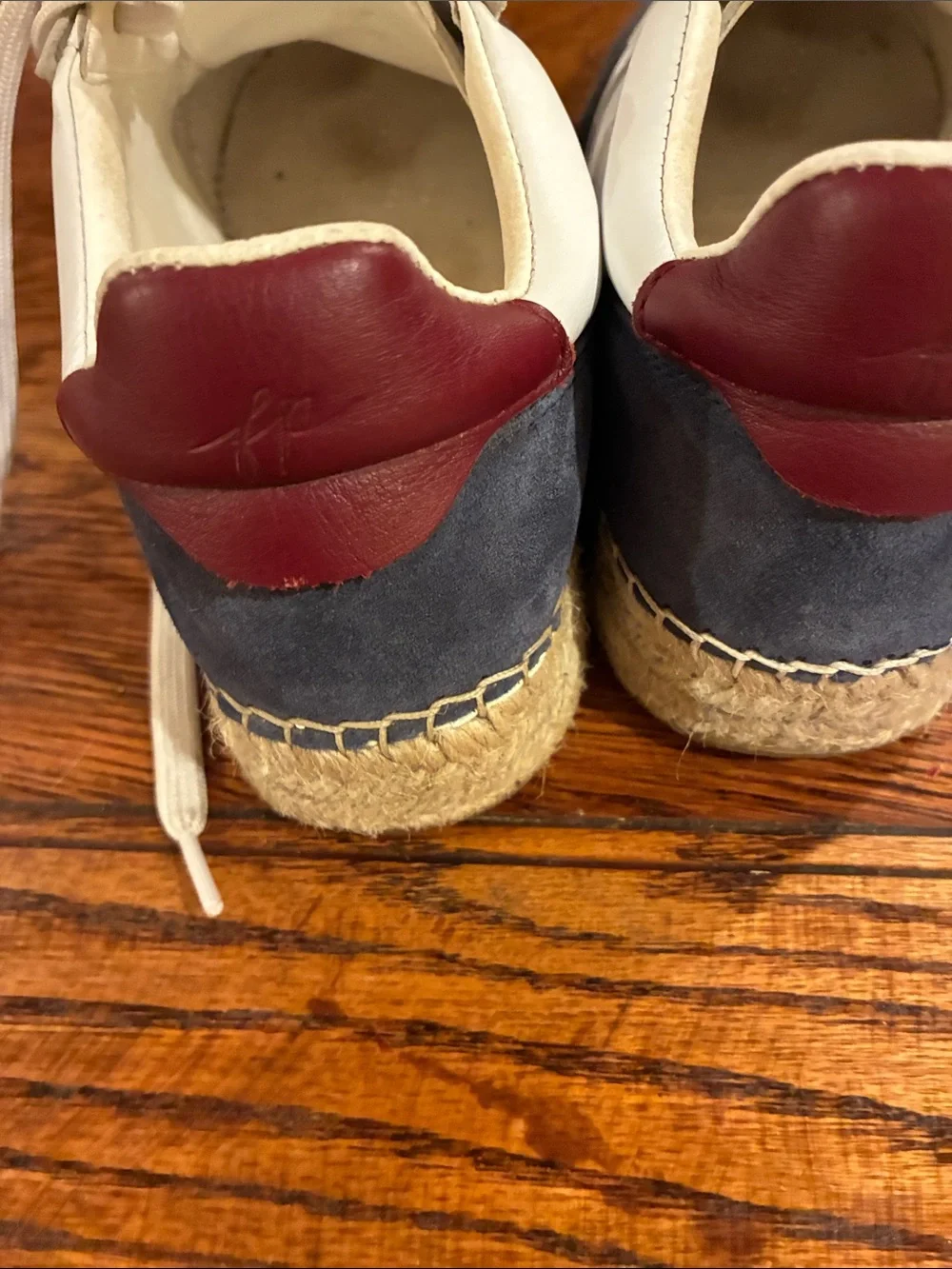 Free People Cream Espadrille Sneakers with Navy & Burgundy Accents